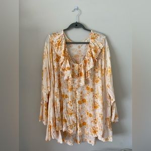 Free People Floral Button Down Blouse